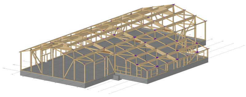 Holzkonstruktion Produktionshalle mit Bürotrakt
