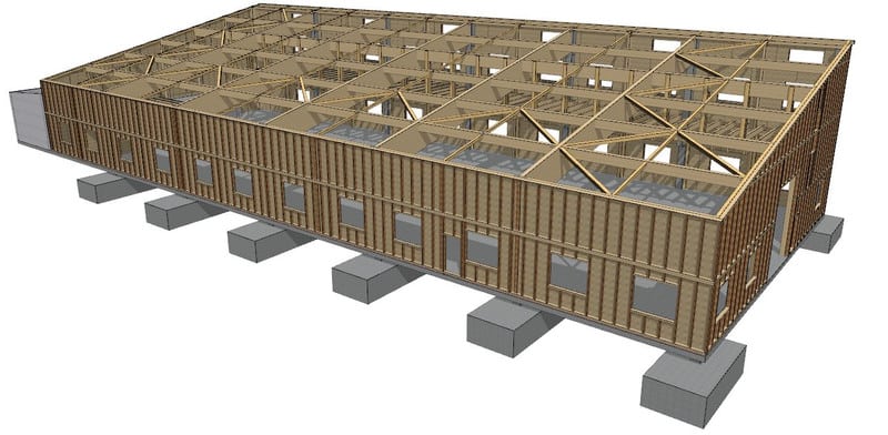 Holzkonstruktion Lagerhalle Großhartau