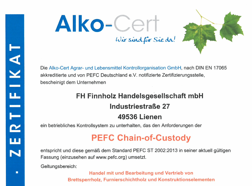 Erneute Zerti­fi­zie­rung im Bereich PEFC-CoC