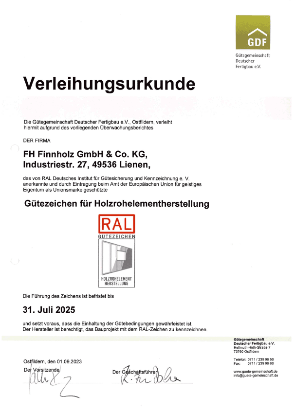 RAL-Urkunde 2025