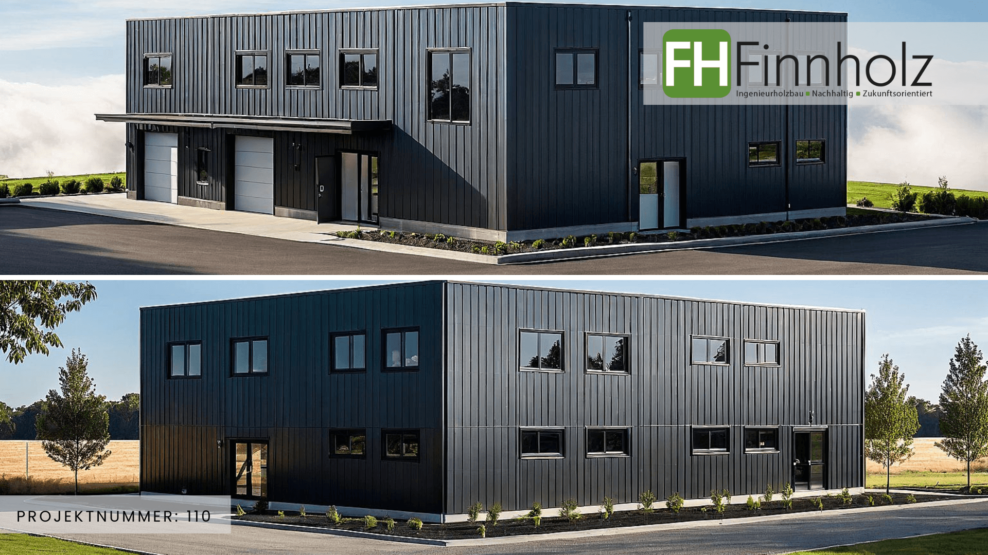 Projektnummer 110 - Bild 3 Eine Gewerbehalle mit Büro von FH Finnholz. Bild 3.