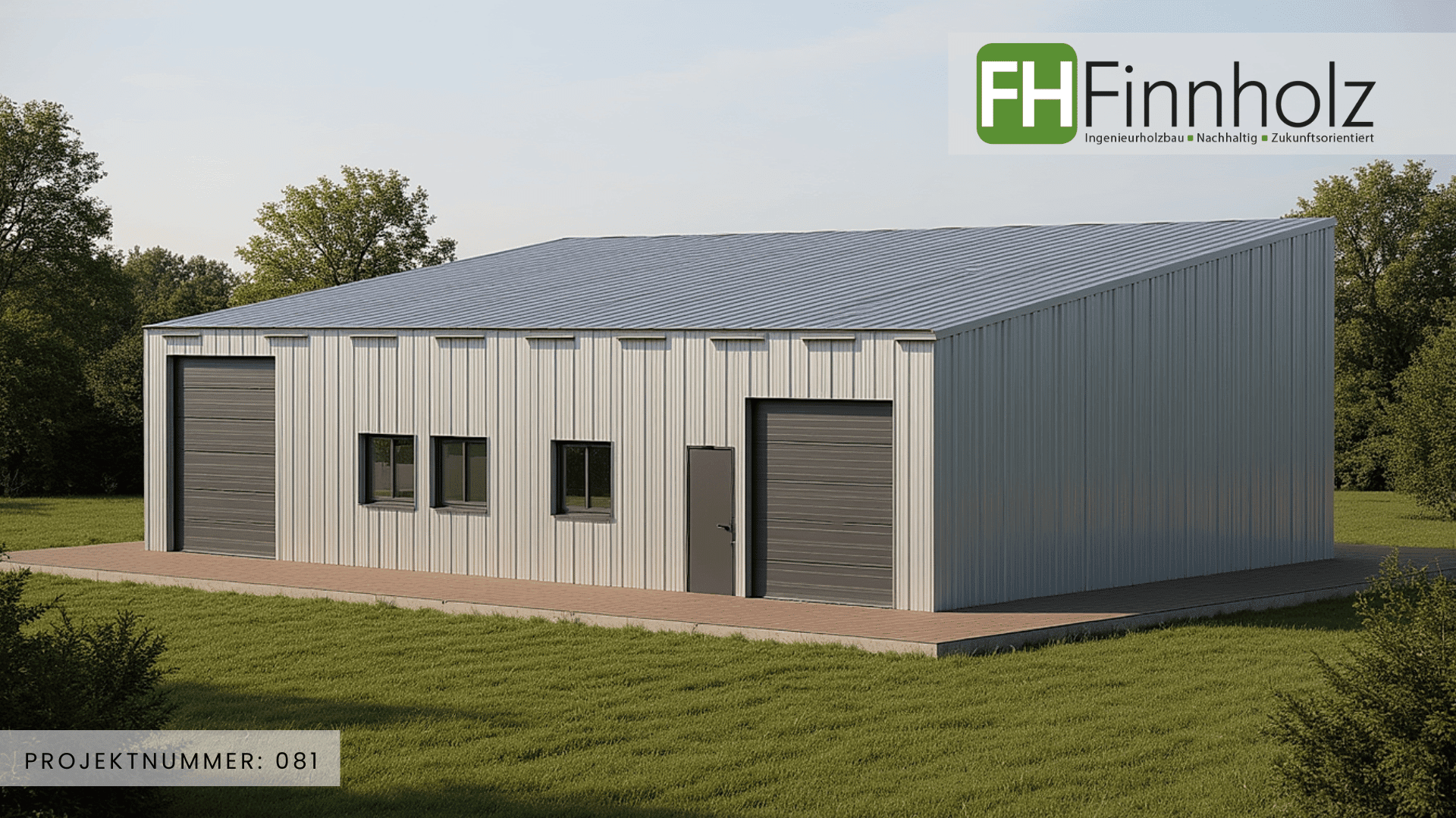 Projektnummer 81 - Bild 2 Eine Gewerbehalle von FH Finnholz. Bild 2.