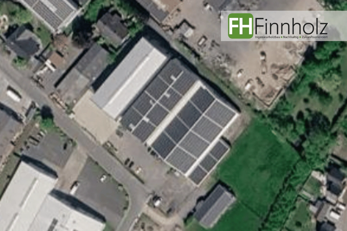 FH Finnholz Billerbeck Satellitenbild von der Niederlassung Billerbeck: Modulbau und modulare Bauweise am Standort Billerbeck 2022.