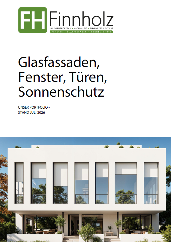 Das Produktportfolio der FH Finnholz - Fachabteilung Berlin als Thumbnail für Fenster, Türen, Glasfassaden und Sonnenschutz.